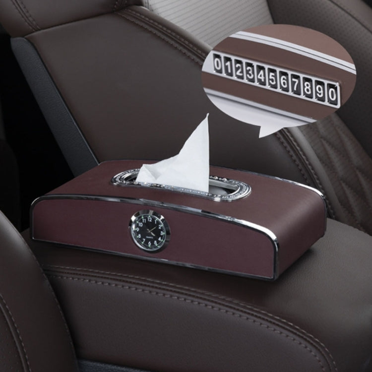 Versatile Leather Car Clock Tissue Dispenser for Convenient On-the-Go Use