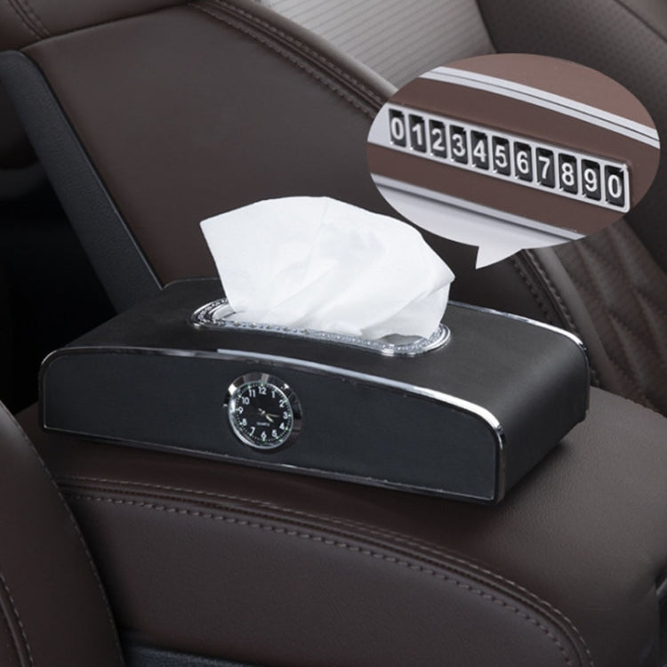 Versatile Leather Car Clock Tissue Dispenser for Convenient On-the-Go Use