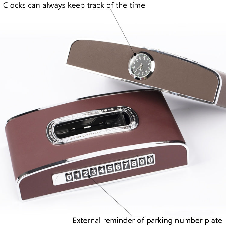 Versatile Leather Car Clock Tissue Dispenser for Convenient On-the-Go Use