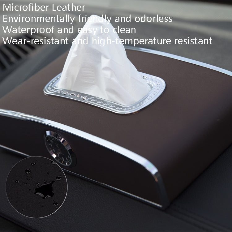Versatile Leather Car Clock Tissue Dispenser for Convenient On-the-Go Use
