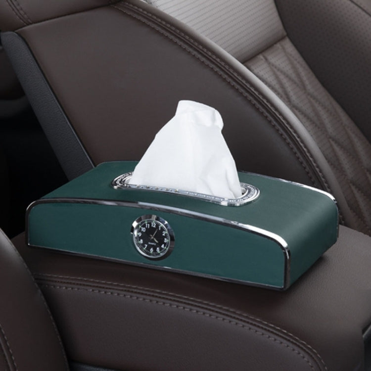 Versatile Leather Car Clock Tissue Dispenser for Convenient On-the-Go Use
