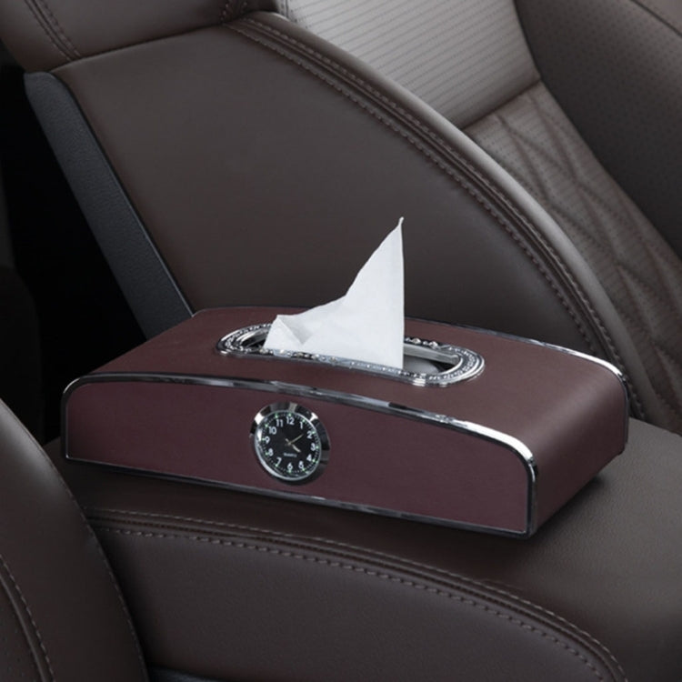 Versatile Leather Car Clock Tissue Dispenser for Convenient On-the-Go Use