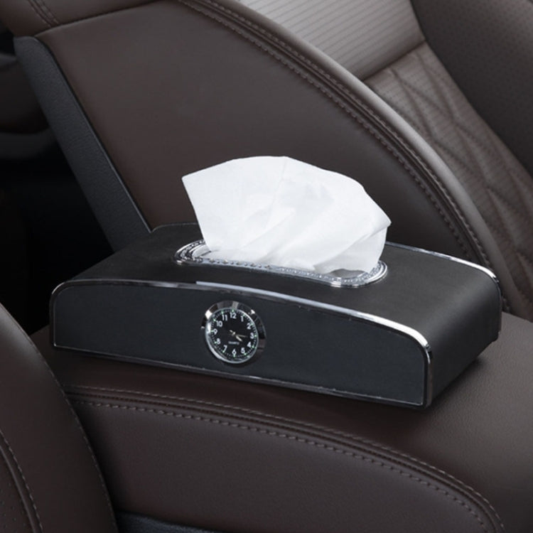 Versatile Leather Car Clock Tissue Dispenser for Convenient On-the-Go Use