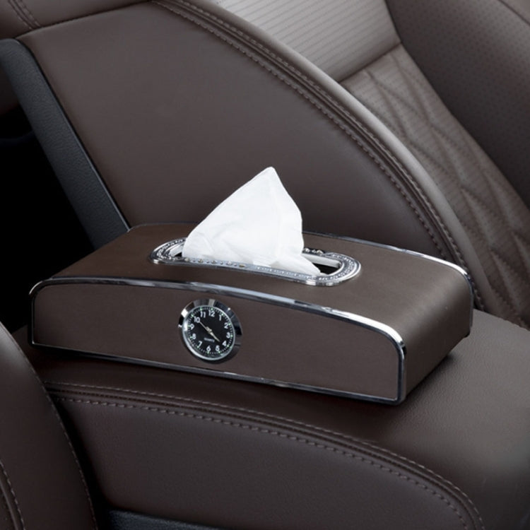 Versatile Leather Car Clock Tissue Dispenser for Convenient On-the-Go Use