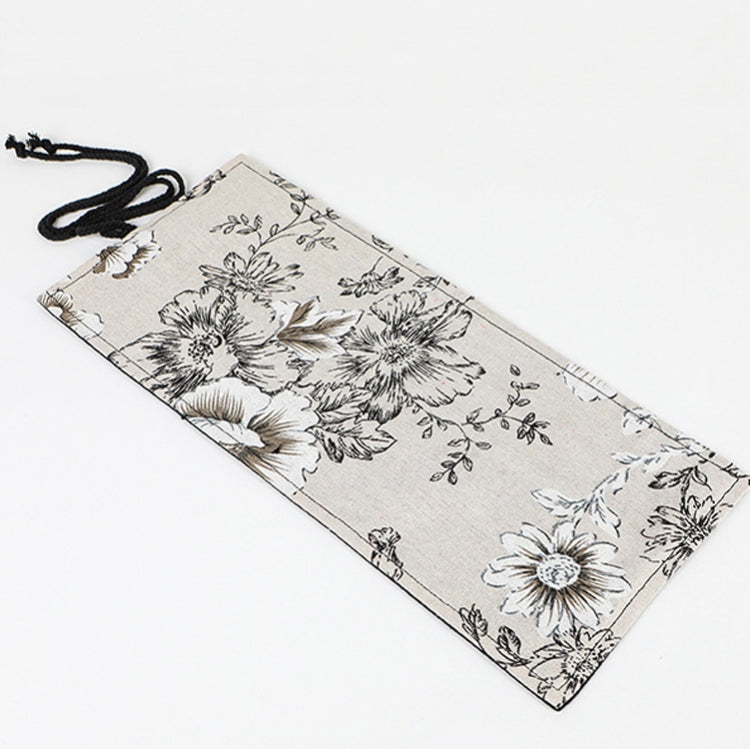 12 Holes Black Peony Printer Canvas Pen Curtain Large Capacity Roller Pen Bag Sketch Color Pencil Stationery Box