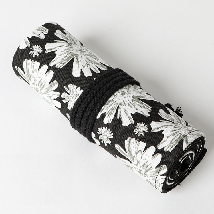 12 Holes Snowflake Print Handmade Canvas Pen Curtain  Large Capacity Roller Pen Bag Sketch Color Pencil Stationery Box