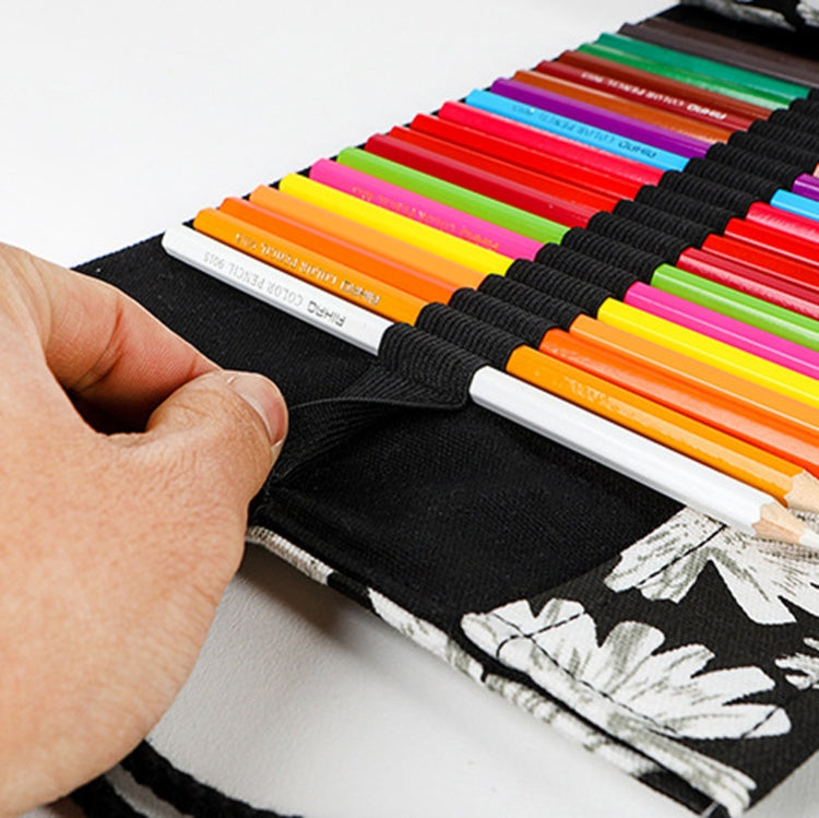 12 Holes Snowflake Print Handmade Canvas Pen Curtain  Large Capacity Roller Pen Bag Sketch Color Pencil Stationery Box