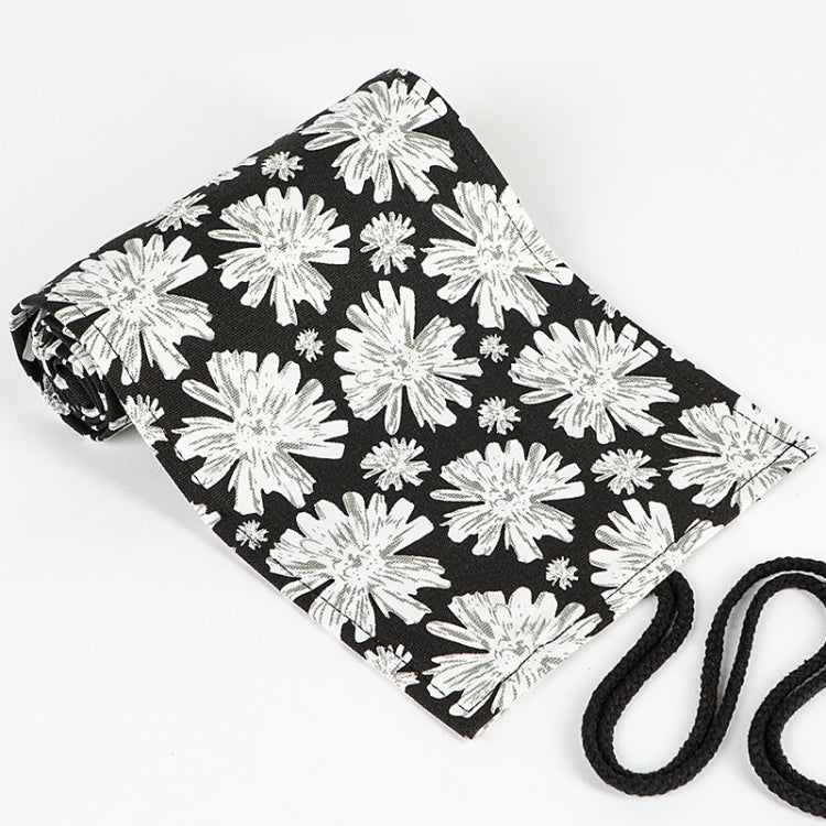 12 Holes Snowflake Print Handmade Canvas Pen Curtain  Large Capacity Roller Pen Bag Sketch Color Pencil Stationery Box