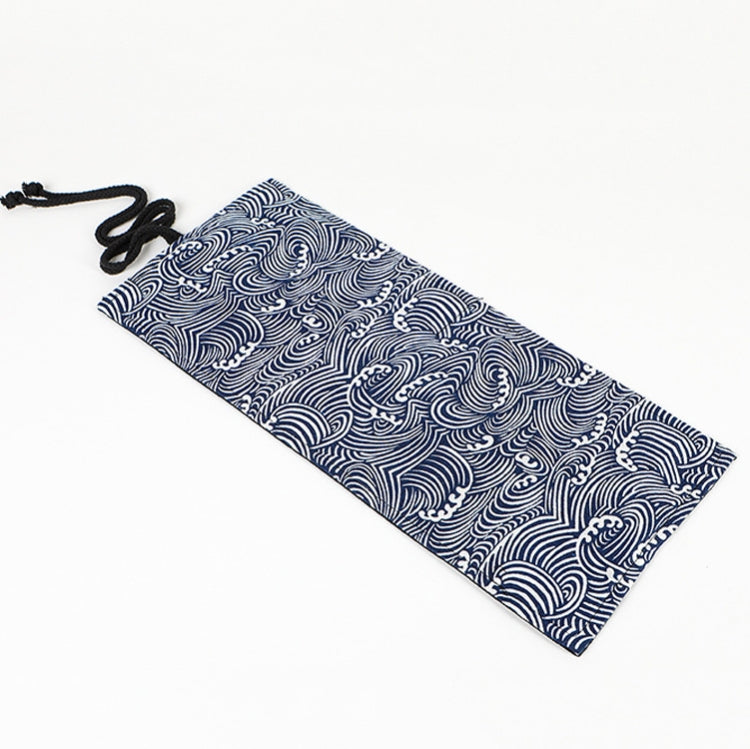 12 Holes Small Waves Printed Canvas Pen Curtain Large Capacity Roller Pen Bag Sketch Color Pencil Stationery Box