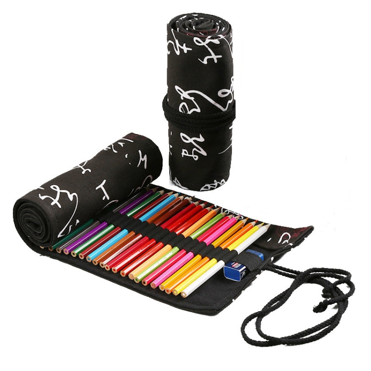 12 Holes Black Calligraphy Canvas Pen Curtain  Sketch Color Pencil Bag