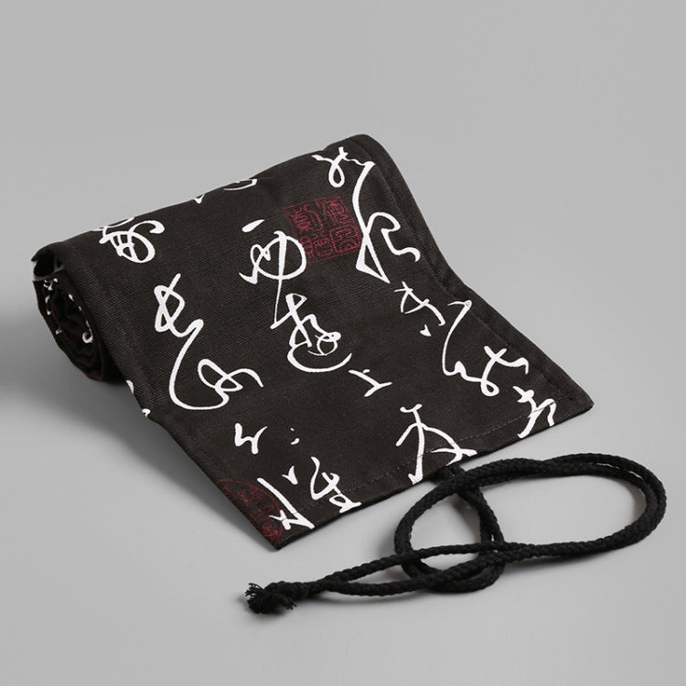 12 Holes Black Calligraphy Canvas Pen Curtain  Sketch Color Pencil Bag