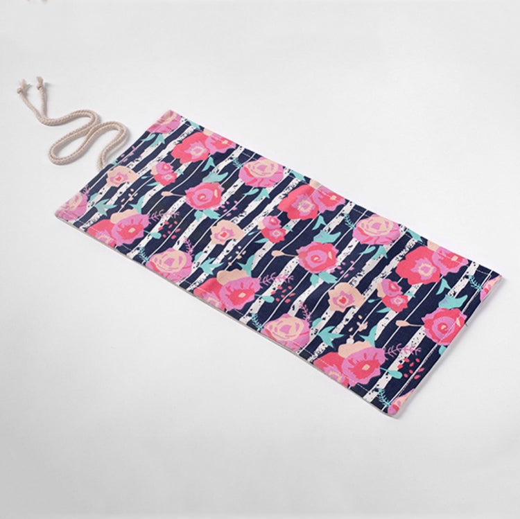 12 Holes Red Rose CanvasPen Curtain Pen Roller Bag Sketch Color Stationery Pencil Box