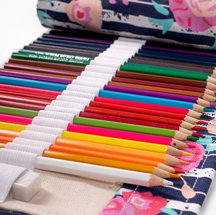 12 Holes Red Rose CanvasPen Curtain Pen Roller Bag Sketch Color Stationery Pencil Box