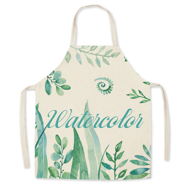 Green Leaf Kitchen Apron Linen Cooking Gown Work Clothes