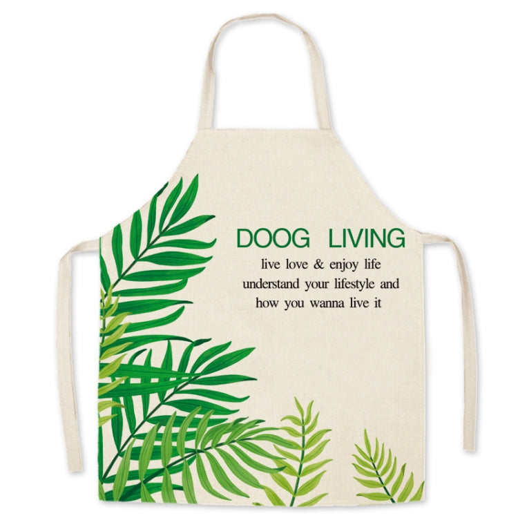 Green Leaf Kitchen Apron Linen Cooking Gown Work Clothes