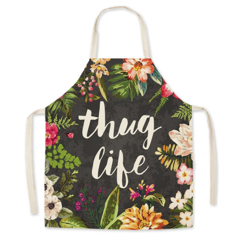 Green Leaf Kitchen Apron Linen Cooking Gown Work Clothes