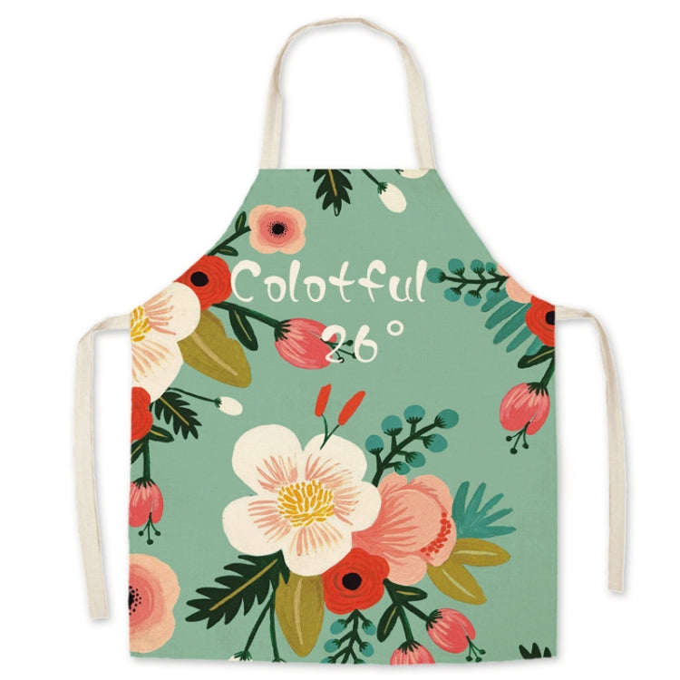 Green Leaf Kitchen Apron Linen Cooking Gown Work Clothes