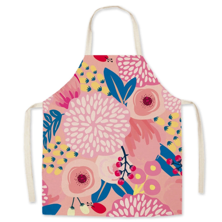 Green Leaf Kitchen Apron Linen Cooking Gown Work Clothes