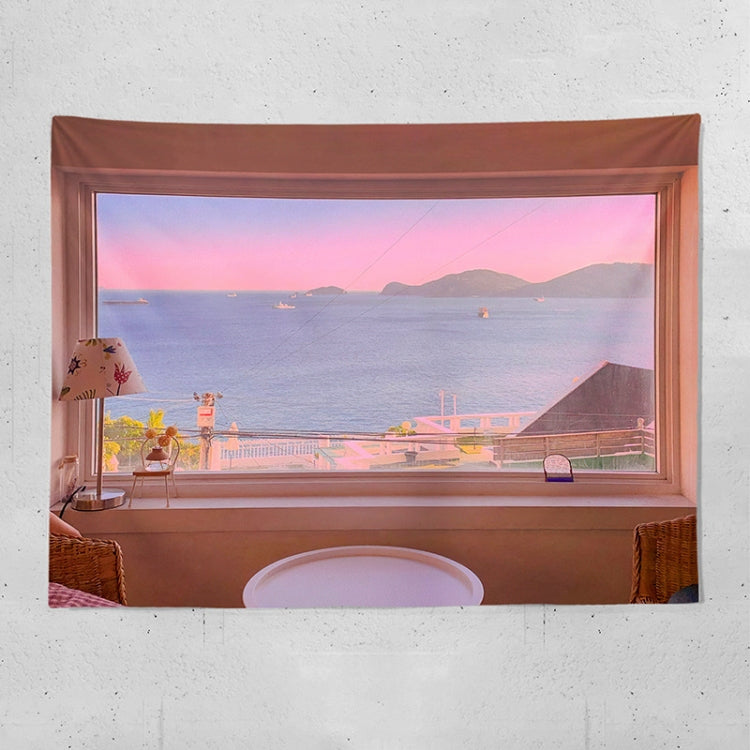 Sea View Window Background Cloth Fresh Bedroom Homestay Decoration Wall Cloth Tapestry, 200x150cm