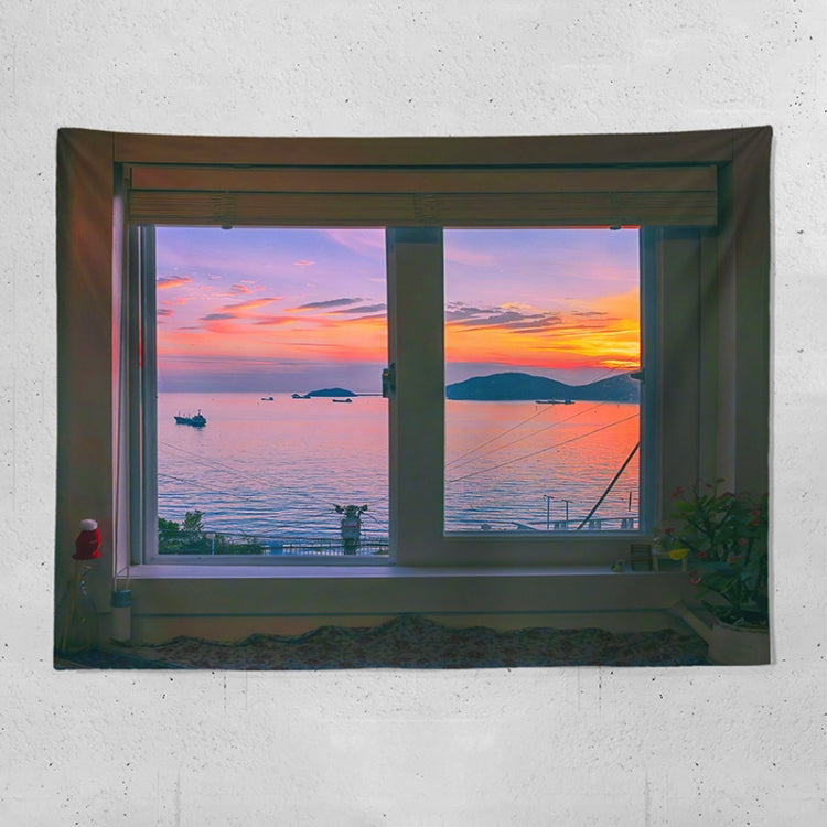 Sea View Window Background Cloth Fresh Bedroom Homestay Decoration Wall Cloth Tapestry, 200x150cm