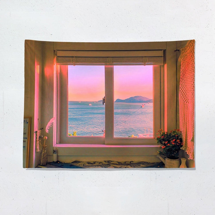 Sea View Window Background Cloth Fresh Bedroom Homestay Decoration Wall Cloth Tapestry, 200x150cm