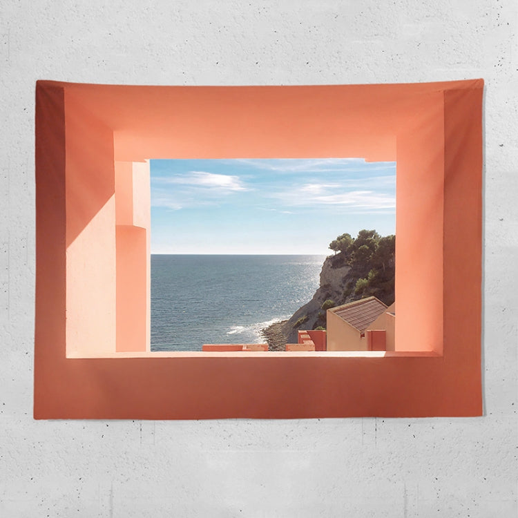 Sea View Window Background Cloth Fresh Bedroom Homestay Decoration Wall Cloth Tapestry, 200x150cm