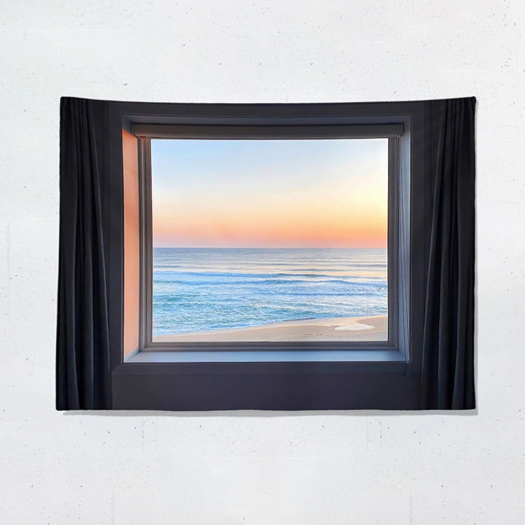 Sea View Window Background Cloth Fresh Bedroom Homestay Decoration Wall Cloth Tapestry, 200x150cm