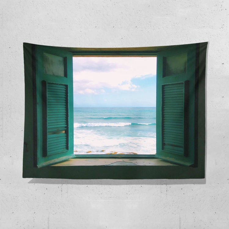 Sea View Window Background Cloth Fresh Bedroom Homestay Decoration Wall Cloth Tapestry, 200x150cm