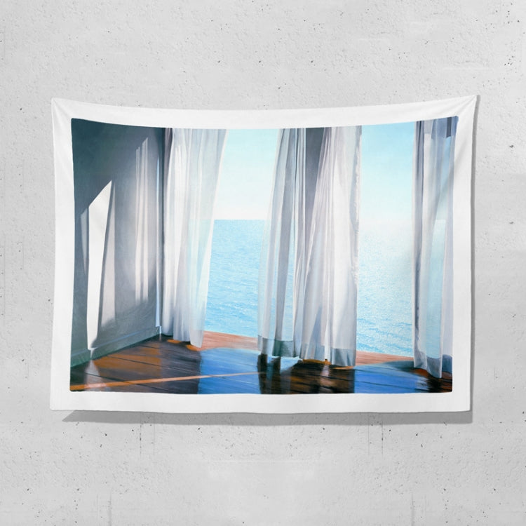 Sea View Window Background Cloth Fresh Bedroom Homestay Decoration Wall Cloth Tapestry, 200x150cm
