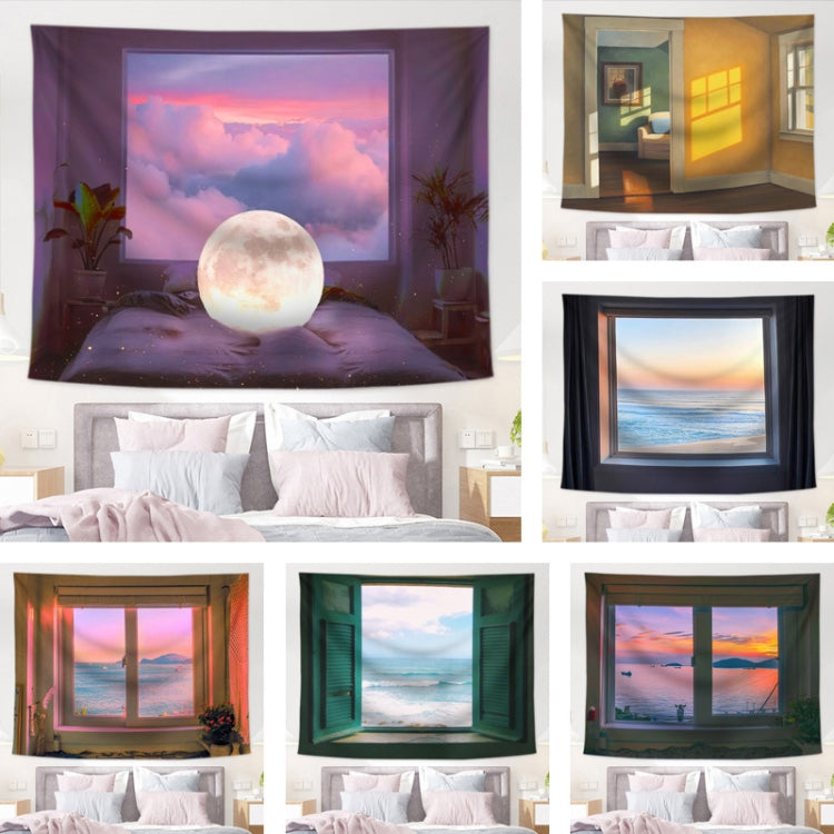 Sea View Window Background Cloth Fresh Bedroom Homestay Decoration Wall Cloth Tapestry, 200x150cm