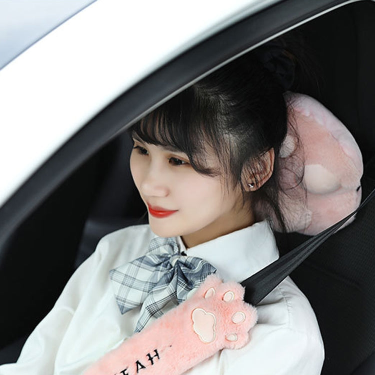 Cat Claw Plush Car Neck & Shoulder Pillow - Comfy Decorative Headrest for Women