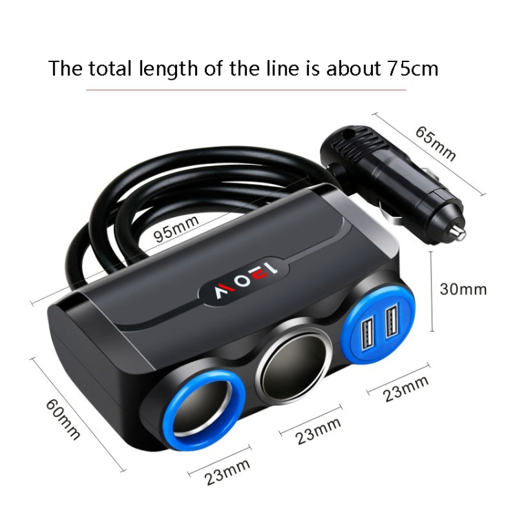 Car Cigarette Lighter Multi-Function Mobile Phone Charging USB Car Charge 12/24V Adapter Plug, Black Blue, White Red, White Blue, Black Red