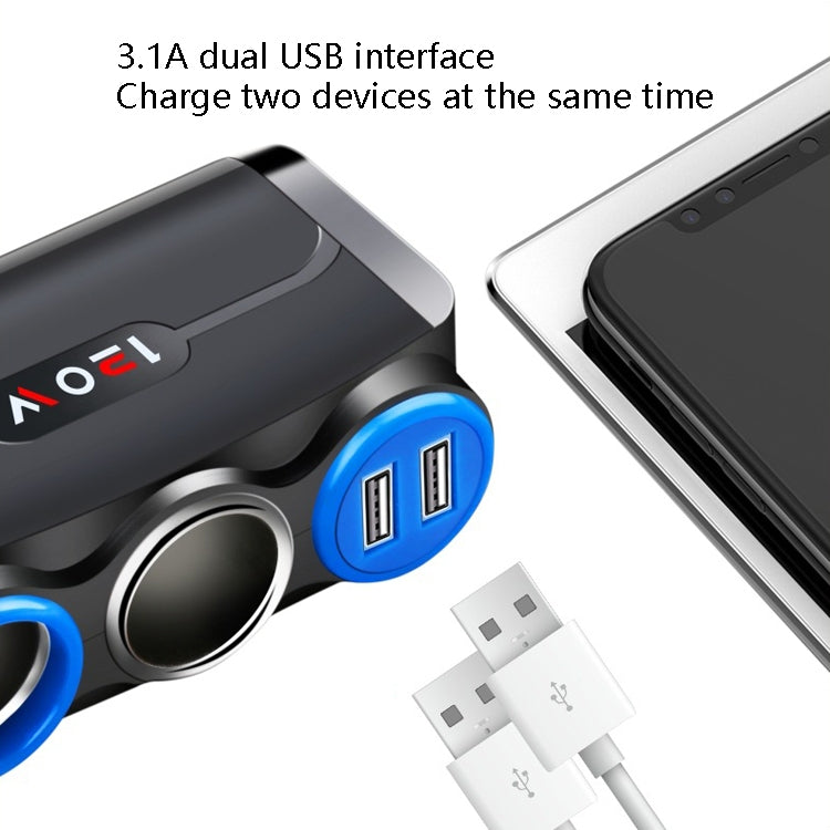 Car Cigarette Lighter Multi-Function Mobile Phone Charging USB Car Charge 12/24V Adapter Plug, Black Blue, White Red, White Blue, Black Red