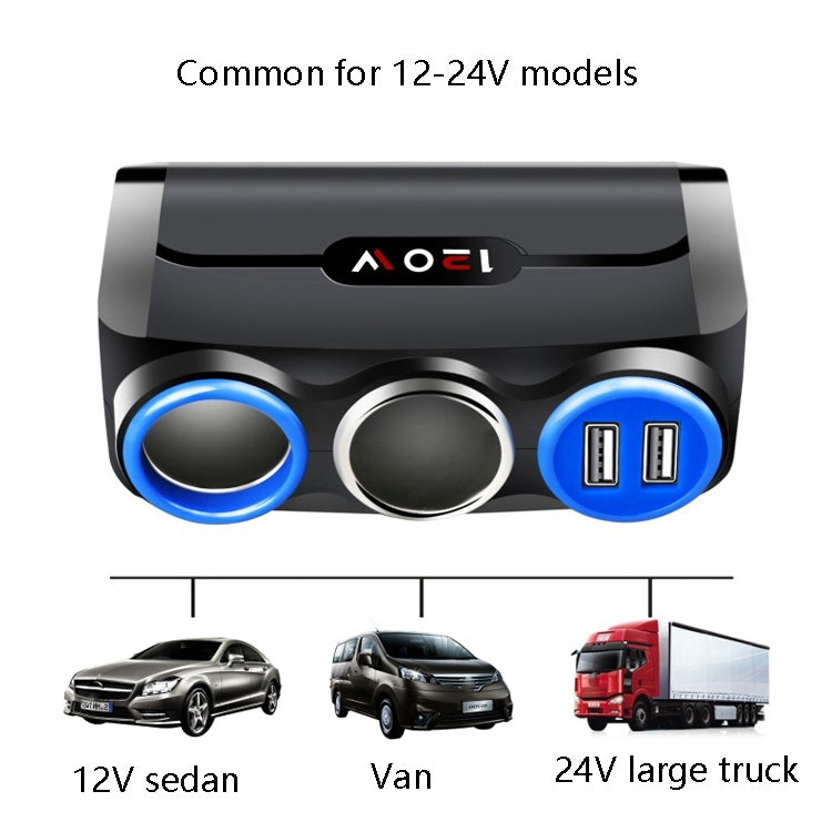 Car Cigarette Lighter Multi-Function Mobile Phone Charging USB Car Charge 12/24V Adapter Plug, Black Blue, White Red, White Blue, Black Red
