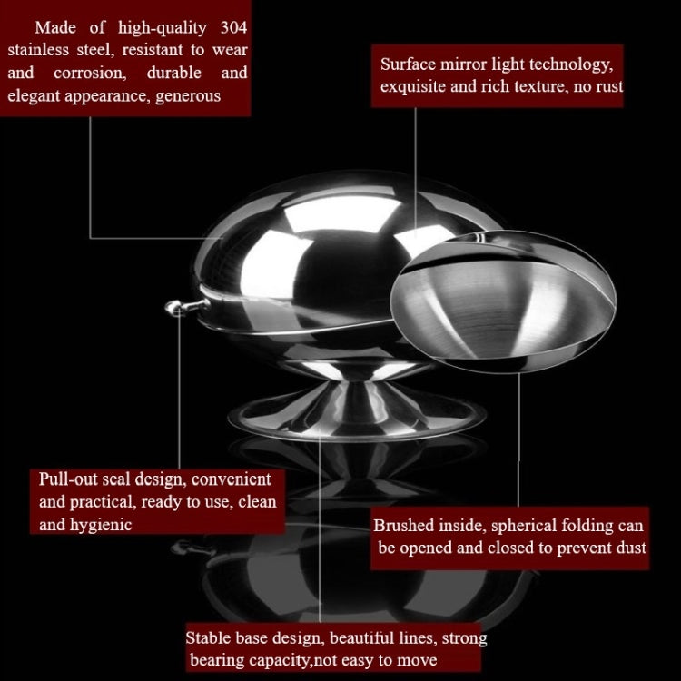 Stainless Steel Kitchen Spherical Sugar Cup Reversible Seasoning Jar Solid Seasoning Box