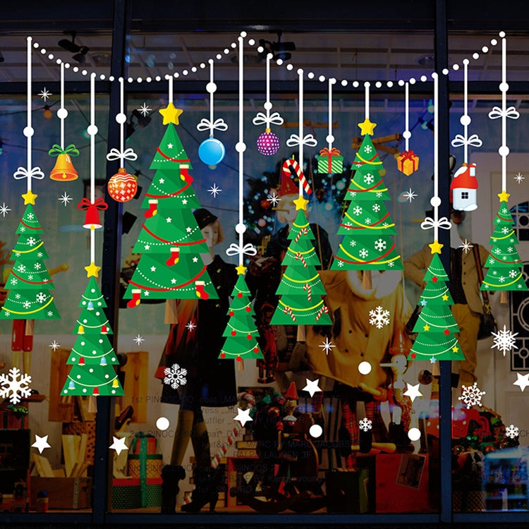 XH-6255 Christmas Tree Glass Door Pendant Window Decoration Painting Self-Adhesive Removable Wall Sticker