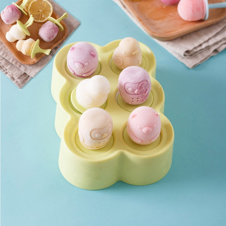 Cartoon Silicone DIY Popsicle Mould Six Grid Ice Cream Ice Cube Random Style / Color Delivery