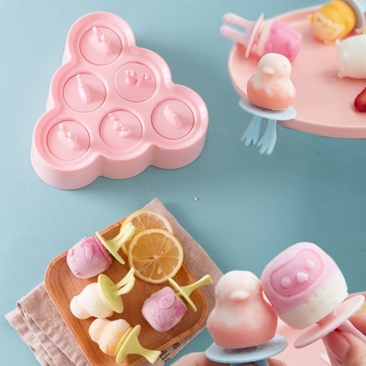 Cartoon Silicone DIY Popsicle Mould Six Grid Ice Cream Ice Cube Random Style / Color Delivery