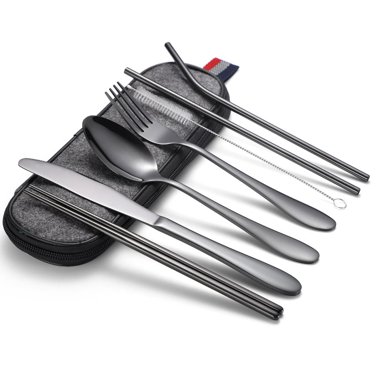 7 in 1 Cutlery Spoon Chopsticks And Straw Set Stainless Steel Portable Cutlery Set
