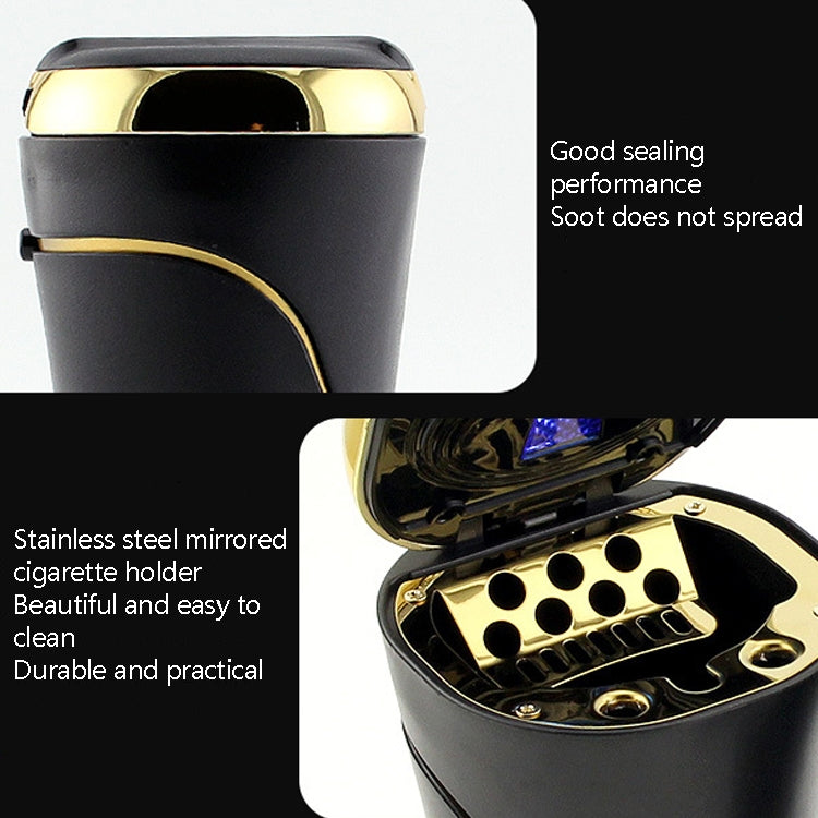 Stylish N09C Car Ashtray with Illuminated Lid and Stainless Steel Insert