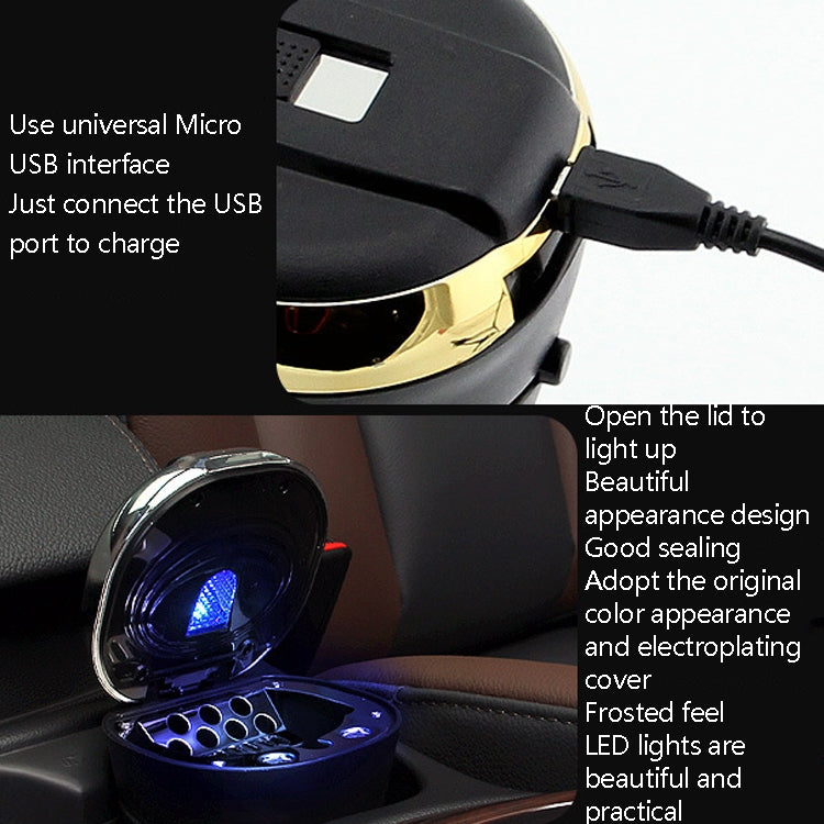 Stylish N09C Car Ashtray with Illuminated Lid and Stainless Steel Insert
