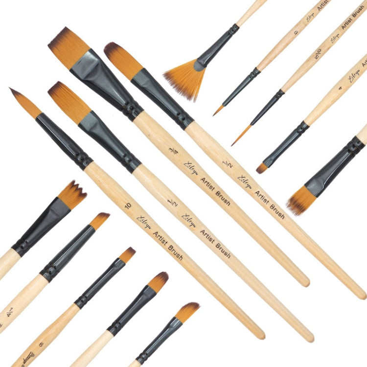 XILEYW 14 PCS/Set Yellow Nylon Wool Watercolor Gouache Acrylic Paint Brushes