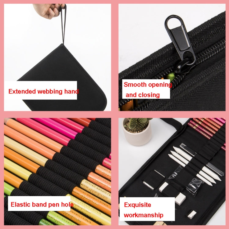 36-Hole Canvas Folding Pen Curtain Sketch Pencil Color Lead Storage Bag