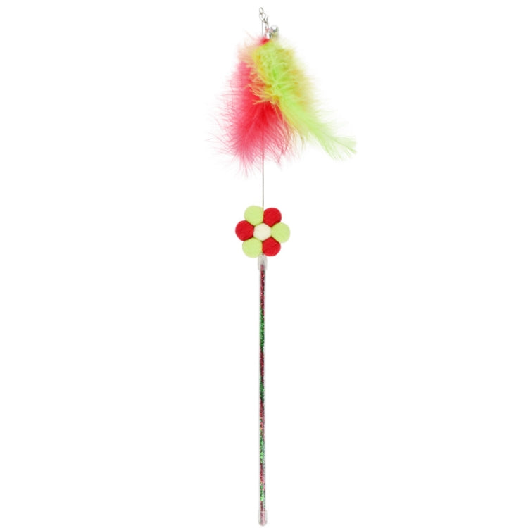 3 PCS Steel Wire Feather Long Pole Funny Cat Stick