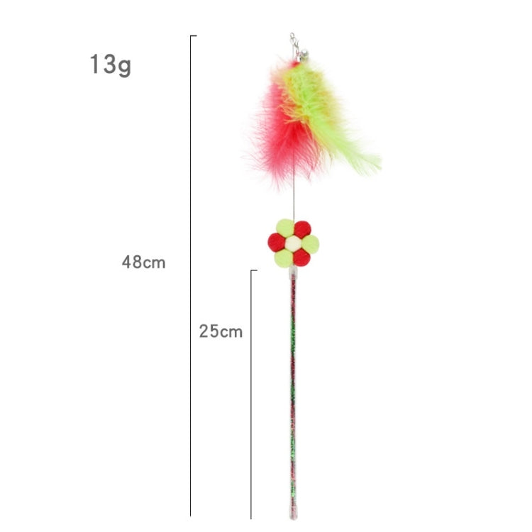 3 PCS Steel Wire Feather Long Pole Funny Cat Stick