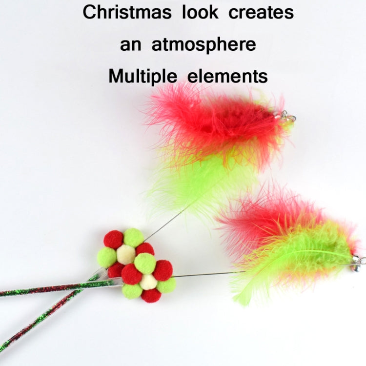 3 PCS Steel Wire Feather Long Pole Funny Cat Stick