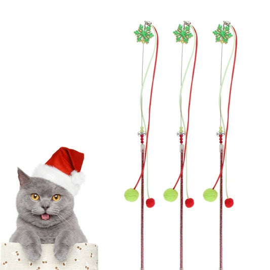 3 PCS Hairball Pendant Funny Cat Stick Scratch-Resistant Long Rod Wire Cat Toy