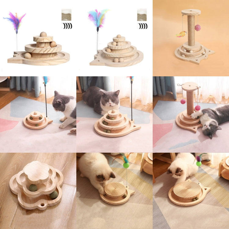 MZP01 Solid Wood Turntable Cat Toys Durable Funny Cat Stick Scratcher, Specification: