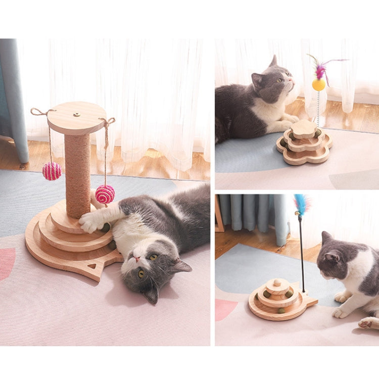 MZP01 Solid Wood Turntable Cat Toys Durable Funny Cat Stick Scratcher, Specification: