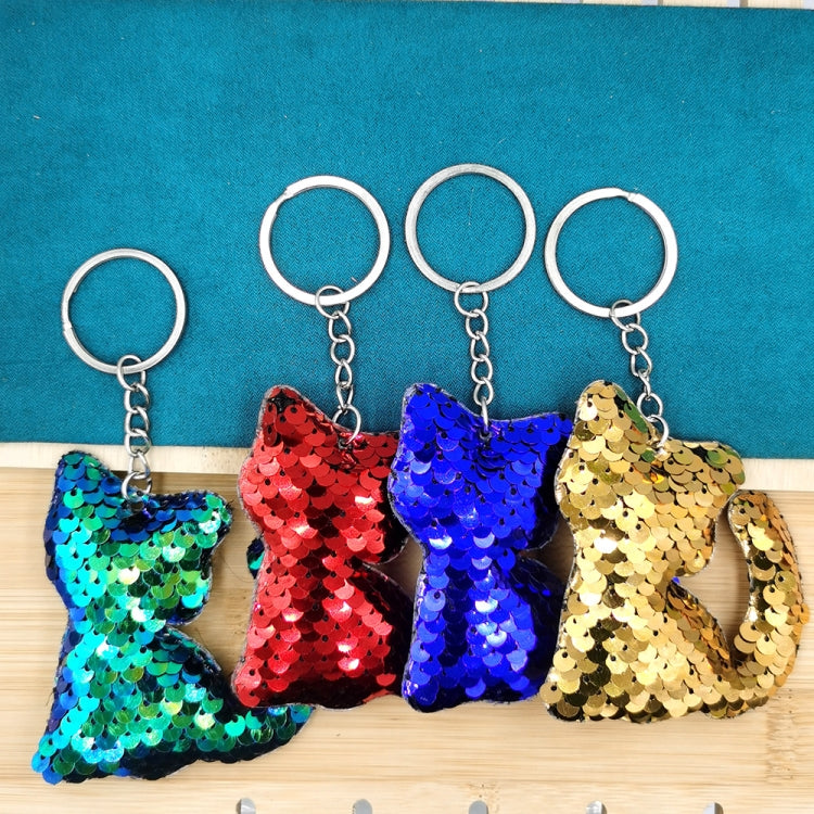 10 Pack Reflective Sequin Cat Keyrings for Bags & Cars